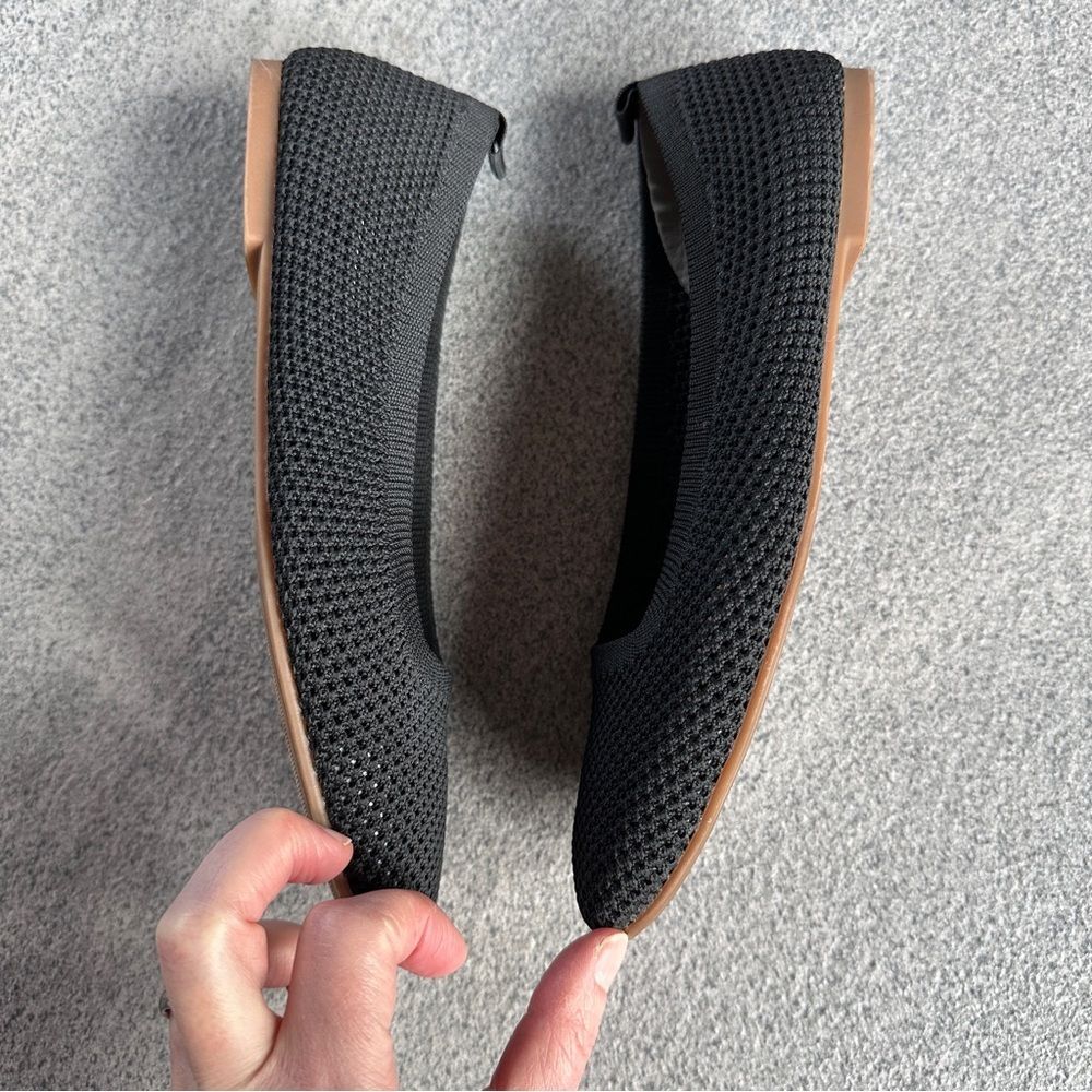 EUC Lucky "Daneric" Black Slip‑On Ballet Flat Square Toe Washable Travel Shoe 7 - Picture 6 of 13